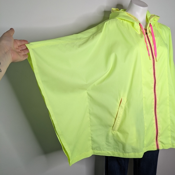 Lilly Pulitzer neon yellow hooded poncho windbreaker rain jacket L/XL - Picture 3 of 11